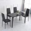 5 Piece Glass Dining Table Set, Kitchen and Chairs for 4, Kitchen Table and Chairs Modern Room Sets Home for Family Dinner, Party,Black