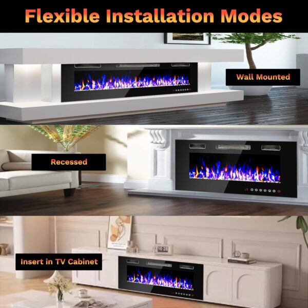 36" Electric Fireplace Heater,Wall Fireplace Electric with Remote & Screen Control,144 Flame Effects Fire Places Electric Fireplace Inserts,750/1500W Wall Mount Fireplace Electric,8 H Timer/ 400 Sq
