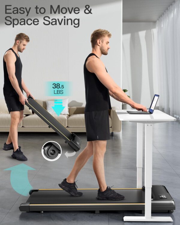Under Desk Treadmill with Incline, Mini Walking Pad, Treadmills for Home Office, Portable Lightweight Walking Treadmills with Wheel