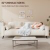 82" Sofa Couch for Living Room, Modern Comfy Sofa with Extra Depth Seat and 2 Throw Pillow | 2 Armrest Pillow, 3 Seater Chenille Couches for Living Room Small Space, White