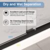 56-60”W x 76" H New Upgraded Single Sliding Semi-Frameless Shower Door, Semi-Frameless Shower Door with Explosion-Proof Film and Nano Coating, 1/4” (6MM) SGCC Tempered Glass, Matte Black Finish