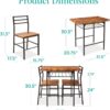Best Choice Products 3-Piece Modern Dining Set, Space Saving Dinette for Kitchen, Dining Room, Small Space w/Steel Frame, Built-in Storage Rack - Brown