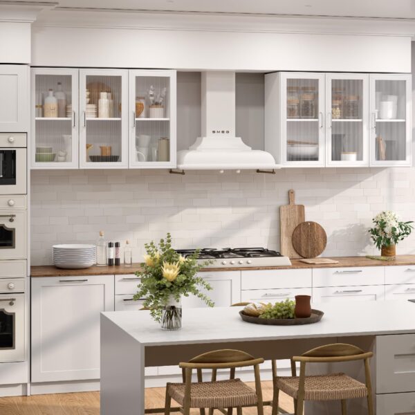 FIMELLO Wall Cabinet, Acrylic Glass Wall Mounted Storage Cabinets， Medicine Cabinet for Kitchen Garage Laundry, White, 3 Door