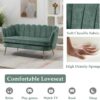 59" Wide Modern Boucle Loveseat Small Sofa Small Mini Room Couch 2-Seater Sofa with Gold Metal Legs for Small Space Office Studio Apartment Bedroom (Green)