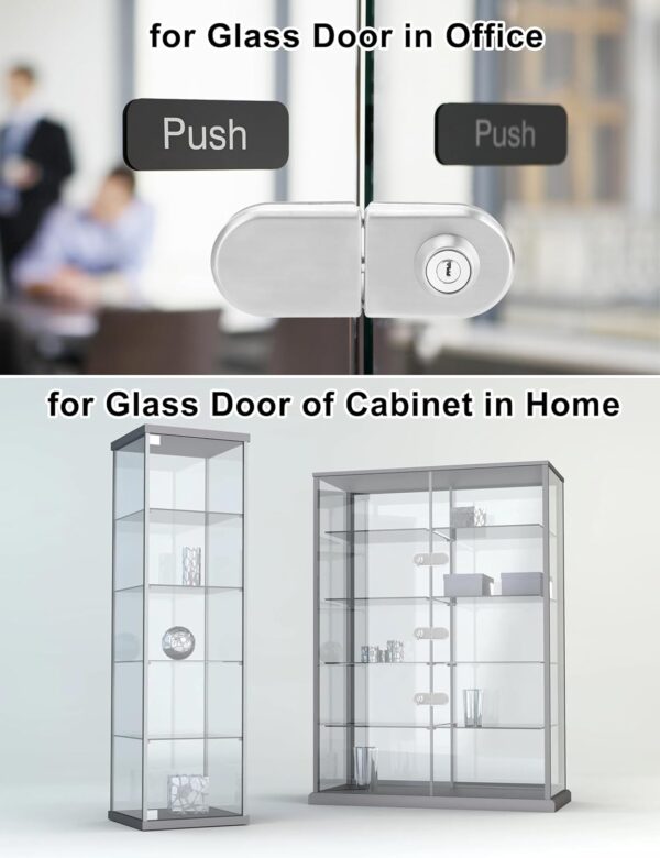 Stainless Steel Glass Door Lock, No Drill Anti-Theft Security Lock Glass Door Cabinet Lock with Keys Open/Close Home Hotel Bathroom, for 10mm-12mm/0.39-0.47in