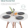 Best Choice Products 5-Piece Dining Set, Compact Mid-Century Modern Table & Chair Set for Home, Apartment w/ 4 Chairs, Plastic Seats, Wooden Legs, Metal Frame - Brown/White