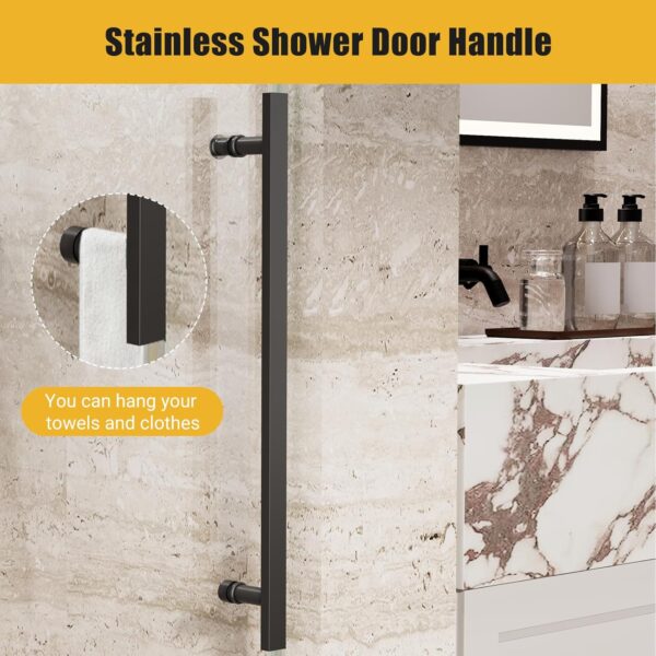 Shower Glass Door with Waterroof Seal Strip, Adjustable (56-60" W x 75 "H) Frameless Sliding Shower Door with Easy-Clean Coating SGCC Tempered Glass 5/16" (8mm), Stainless Steel Hardware, Black