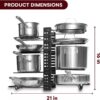 GeekDigg Adjustable Pots and Pans Organizer - 8 Tier Versatile Kitchen Pot Rack for Counter and Cabinet - Easy Setup, 3 DIY Installation Ways, Accommodates 8+ Pots and Pans - Space-Saving Black Design
