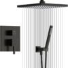 Esnbia Shower System with Tub Spout,Black Bathtub Shower Faucet Set,10 Inches Rain Shower Heads with Handheld Spary Combo, Tub Shower Kit with 3-Way Shower Valve, Matte Black