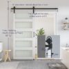 SmartStandard 32 x 84 in Glass Barn Door with 6FT Sliding Hardware Kit & Handle, Pre-Drilled Ready to Assemble, Waterproof PVC Coating, White, 5-Panel Glass