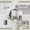 Smuxee White Bathroom Cabinet Wall Mounted with Towels Bar, Bathroom Medicine Cabinet with 2 Door Adjustable Shelves, Over Toilet Cabinet for Bathroom Laundry Room Kitchen
