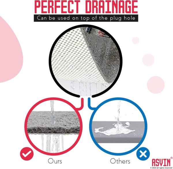 71j-KXFXCwL._AC_SL1500_.jpg Asvin Soft Textured Bath, Shower, Tub Mat, 24x16 Inch, Phthalate Free, Non Slip Comfort Bathtub Mats with Drain, PVC Loofah Bathroom Mats for Wet Areas, Quick Drying