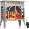 R.W.FLAME Electric Fireplace Heater 25" with Remote, Cathedral Stylish, Different Flame Effects and Log Set Colors, Adjustable Brightness and Heating Mode, Overheating Safe Design, Beige