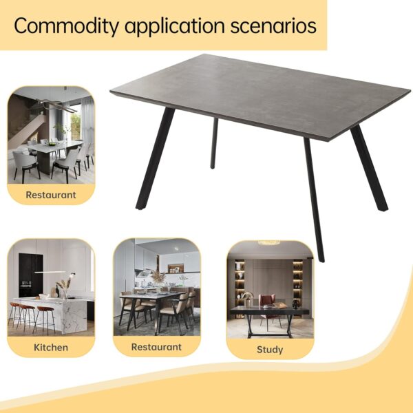 ZckyCine Modern 5-Piece Dining Table Set Rectangular Wood Table with 4 Upholstered Leather Chairs, Seats 4