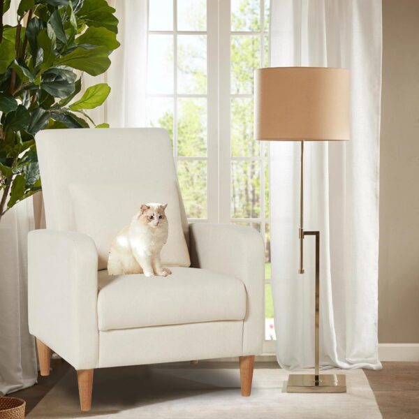 COLAMY Modern Upholstered Accent Chair Armchair with Pillow, Fabric Reading Living Room Side Chair,Single Sofa with Lounge Seat and Wood Legs, Beige