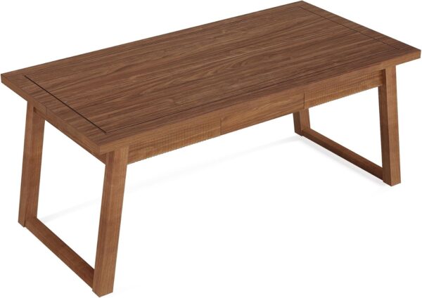 Tribesigns Home Office Executive Desk: 55 Inches Wooden Computer Desk with Drawer, Mid-Century Modern Study Writing Table, Rustic PC Laptop Desk Workstation Furniture, Walnut Brown