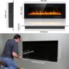 BREEZEHEAT 50 inch Electric Fireplace Wall Mounted/Freestanding-Ultra Thin Fireplace Inserts for Living Room with Heater, Remote Control, Touch Screen, Led Flame, 8H Timer, 750w/1500w