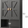 Bathroom Wall Cabinet, Medicine Cabinet with Open Partition and Towel Bar, Rustic Storage Cabinet with Open and Hidden Storage Space, for Bathroom, Living Room, Kitchen, Black and Walnut