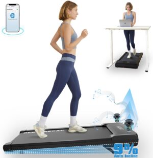 Walking Pad Treadmill with 9% 9-Level Auto Incline, 400+ lbs Capacity Under Desk Treadmills for Home, 10 Hiking Programs
