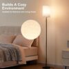 Floor Lamps for Living Room, Modern Standing Lamp with Pull Chain Switch, 3 Color Temperature Black Pole Lamp with Lampshade, 9W LED Bulb Tall Lamps for Bedroom Office Kid Room