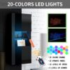 AMERLIFE Wall Storage Cabinets with LED Lights, Modern High Gloss Hanging Cabinets with 4 Closed Doors & Open Glass Shelves, for Living Room/Bedroom/Office, Black(Set of 2)