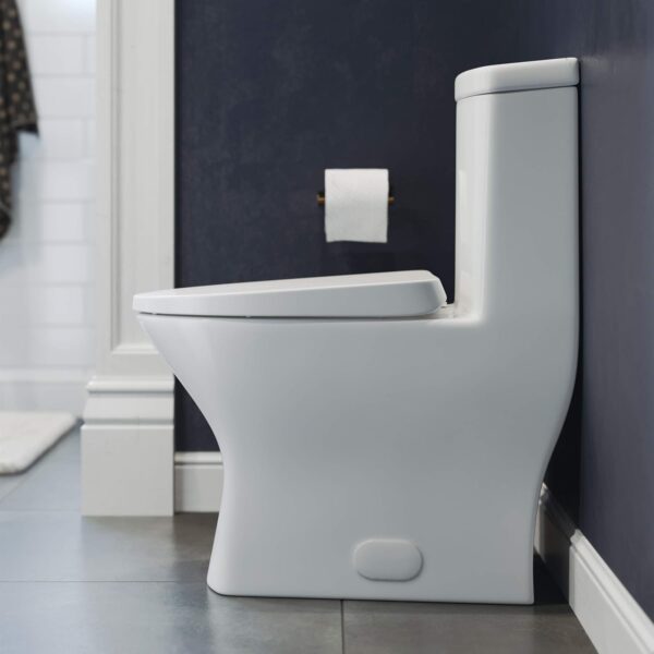 Swiss Madison SM-1T257 Sublime II Compact 24" Length One Piece Toilet Dual Flush 1.1/1.6 GPF with Side Holes, Glossy White