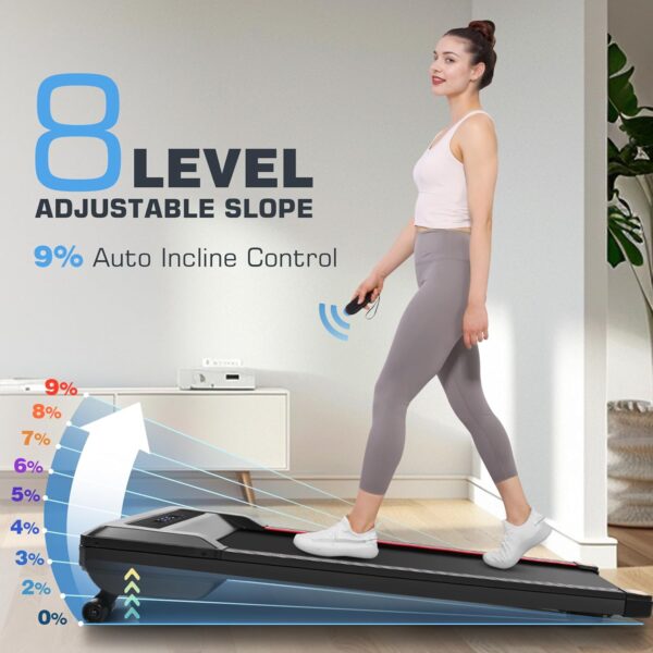 ANCHEER Walking Pad Treadmill with 9% Auto Incline, 4 in 1 Under Desk Treadmill with Remote Control, 2.5HP Walking Treadmill for Home Office, LCD Display/300LBS Weight Capacity/8 Adjustable Slopes