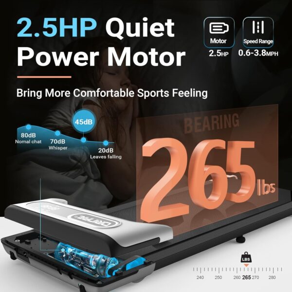 Walking Pad, Under Desk Treadmill for Home and Office, 2.5 HP Portable Treadmill, 3 in 1 Walking Jogging Running Machine with Remote Control, LED Display
