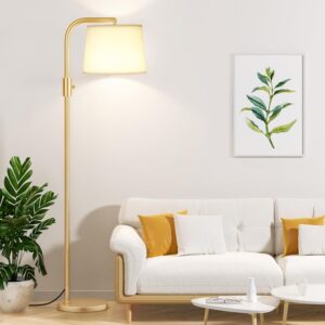 Ambimall Fully Dimmable Floor Lamp - Floor Lamps 9W LED Light Bulbs, Standing Lamps for Living Room, Modern Standing Light Tall Lamp for Bedroom (Gold and Light Beige)
