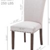 COLAMY Upholstered Parsons Dining Chairs Set of 4, Fabric Dining Room Kitchen Side Chair with Nailhead Trim and Wood Legs - Beige