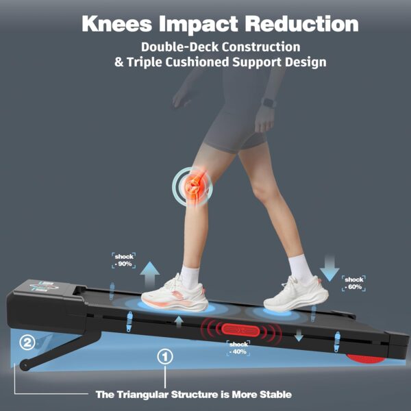 Walking Pad Treadmill with 12% 9-Level Auto Incline, 450 lbs Capacity and RGB LED Screen Under Desk Treadmill with Hiking Mode, Compact Treadmills for Home Small/Office