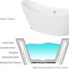 FerdY Boracay 67" Acrylic Freestanding Bathtub, Gracefully Shaped Freestanding Soaking Bathtub, Glossy White, cUPC Certified, Toe-Tap Chrome Drain & Classic Slotted Overflow Included, 02503