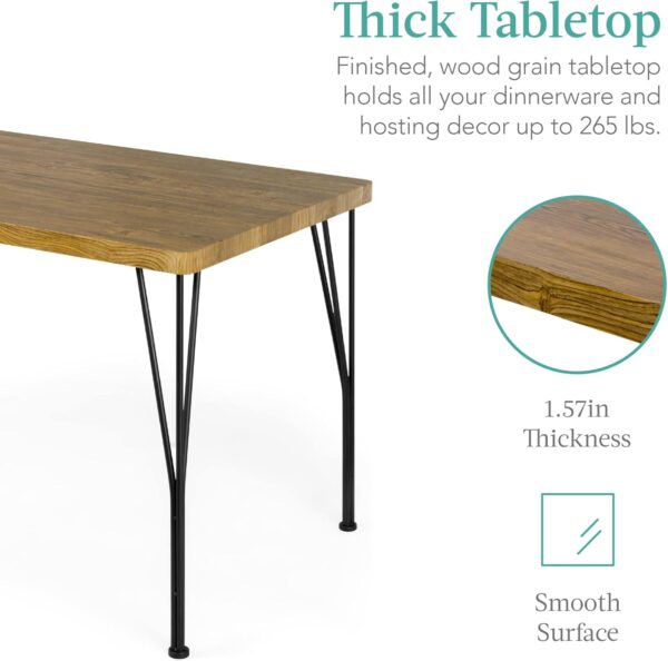 Best Choice Products 5-Piece Metal and Wood Indoor Modern Rectangular Dining Table Furniture Set for Kitchen, Dining Room, Dinette, Breakfast Nook w/ 4 Chairs - Brown
