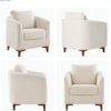 COLAMY Sherpa Accent Chair with Storage Ottoman Set, Upholstered Barrel Arm Chair with Footrest, Modern Living Room Chair with Back Pillow, Cream