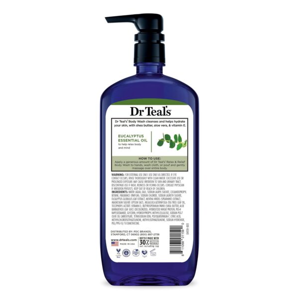 Dr Teal's Body Wash with Pure Epsom Salt, Relax & Relief with Eucalyptus & Spearmint, 24 fl oz (Pack of 2)