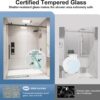 KPUY Frameless Shower Door, 50-54" W x 76" H Glass Shower Door, Sliding Shower Door with 1/4" (6mm) Tempered Glass, Stainless Steel Frame Shower Glass Door with Explosion-Proof Film in Matte Black