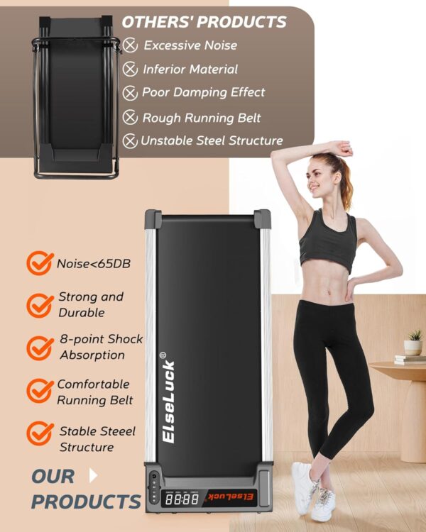Elseluck Walking Pad, Under Desk Treadmill for Home Office, 2 in 1 Portable Walking Treadmill with Remote Control, Walking Jogging Machine in LED Display