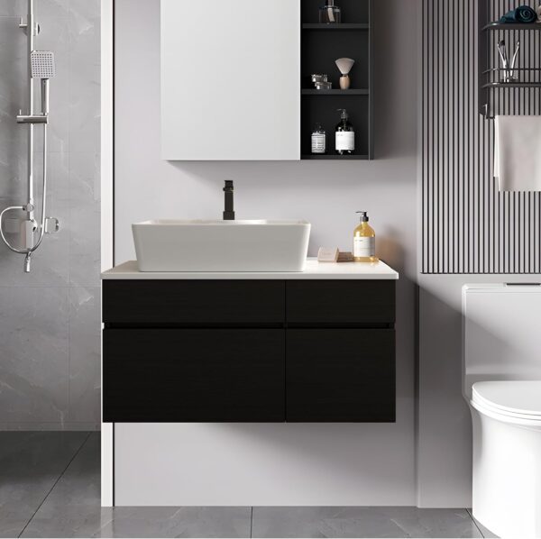 31.5 Inch Bathroom Vanity with Sink Combo, Floating Bathroom Vanity,Modern Wall Mount Bathroom Cabinet with Ceramic Integrated Sink,