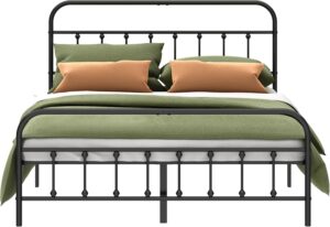 Metal Bed Frame - Structurally Stable Heavy Duty Steel Slat Supported Full Bed Frames,No Box Spring Needed for Easy Removal and Transport.