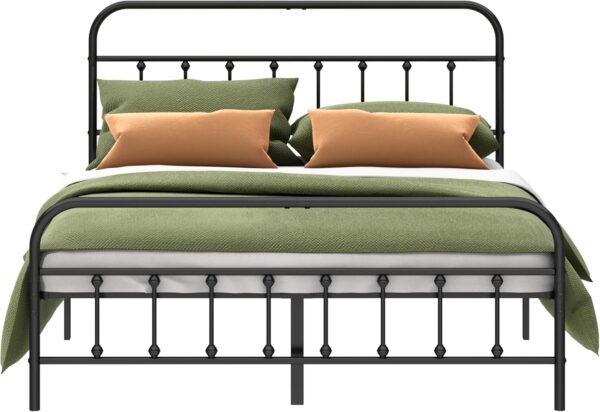 Metal Bed Frame - Structurally Stable Heavy Duty Steel Slat Supported Full Bed Frames,No Box Spring Needed for Easy Removal and Transport.