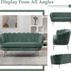59" Wide Modern Boucle Loveseat Small Sofa Small Mini Room Couch 2-Seater Sofa with Gold Metal Legs for Small Space Office Studio Apartment Bedroom (Green)