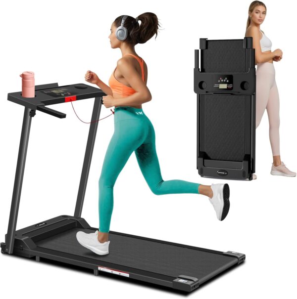 Treadmill with Handles, 2025 Upgraded Small Treadmill Home, Portable Electric Treadmills for Home 300 lbs Weight Capacity,Walking Pad Treadmill,Lightweight Folding Foldable Treadmill with LED Display