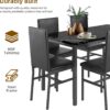 Dining Table Set for 6 - Kitchen Table Chairs Set,Faux Marble Kitchen Table,PU Leather Chairs,Kitchen Table Chairs Set for Dining Room,Small Apartment (Black 1+6)