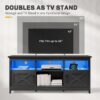 YITAHOME TV Stand for 65 Inch TV, Entertainment Center with LED Light and Power Outlet, Farmhouse TV Cabinet, Television Stands for Living Room, Black