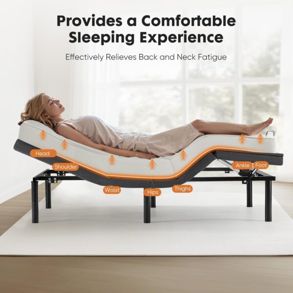 Sweetcrispy Full Adjustable Bed Frame, Ergonomic Electric Bed Base with Wireless Remote and 2 USB Ports, Head and Foot Incline, Zero Gravity Bed, Anti-Snore, Easy Assembly