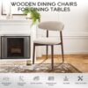 COLAMY Wooden Dining Chairs Set of 6, Modern Fabric Upholstered Dining Room Chair, Farmhouse Kitchen Side Chairs with Foot Pegs, Beige