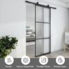 BARNSMITH 36in x 84in Aluminum Glass Barn Door Panel DIY Frosted Tempered Glass Door Slab Disassembled(Sliding Hardware not Included), Lightweight Sliding Door, Easy Assembly