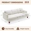 3 Seater Sofa Couch with Deep Seats, 89" Mid Century Modern Upholstered Sofa with Armrests, Comfy Couches for Living Room, Bedroom, Apartment and Office (Beige)