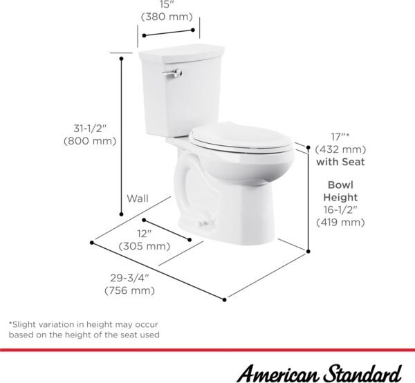 American Standard 606AA002.020 H2Option Two-Piece Toilet with Toilet Seat and Wax Ring, Elongated Front, Chair Height, Dual Flush, White, 0.92 - 1.28 gpf