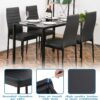 FDW Dining Table Set Glass Dining Room Table Set for Small Spaces Kitchen Table and Chairs for 4 Table with Chairs Home Furniture Rectangular Modern (Black Glass)